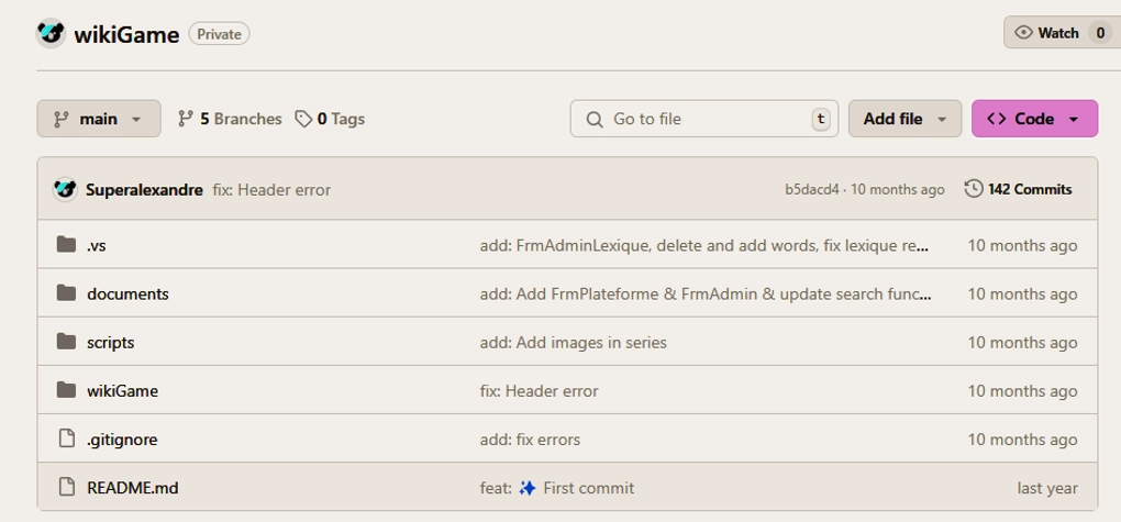 Image Github projet wikiGame